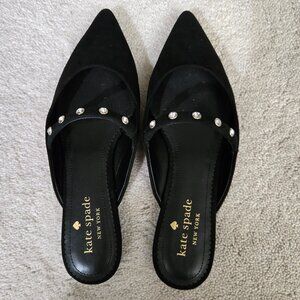 NEW Kate Spade Irina Black Suede Mules Size 6B